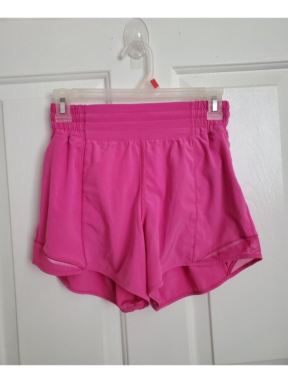 Lululemon Hotty Hot High Rise 4" Lined Shorts Bright Pink Size 4 Great Cond.